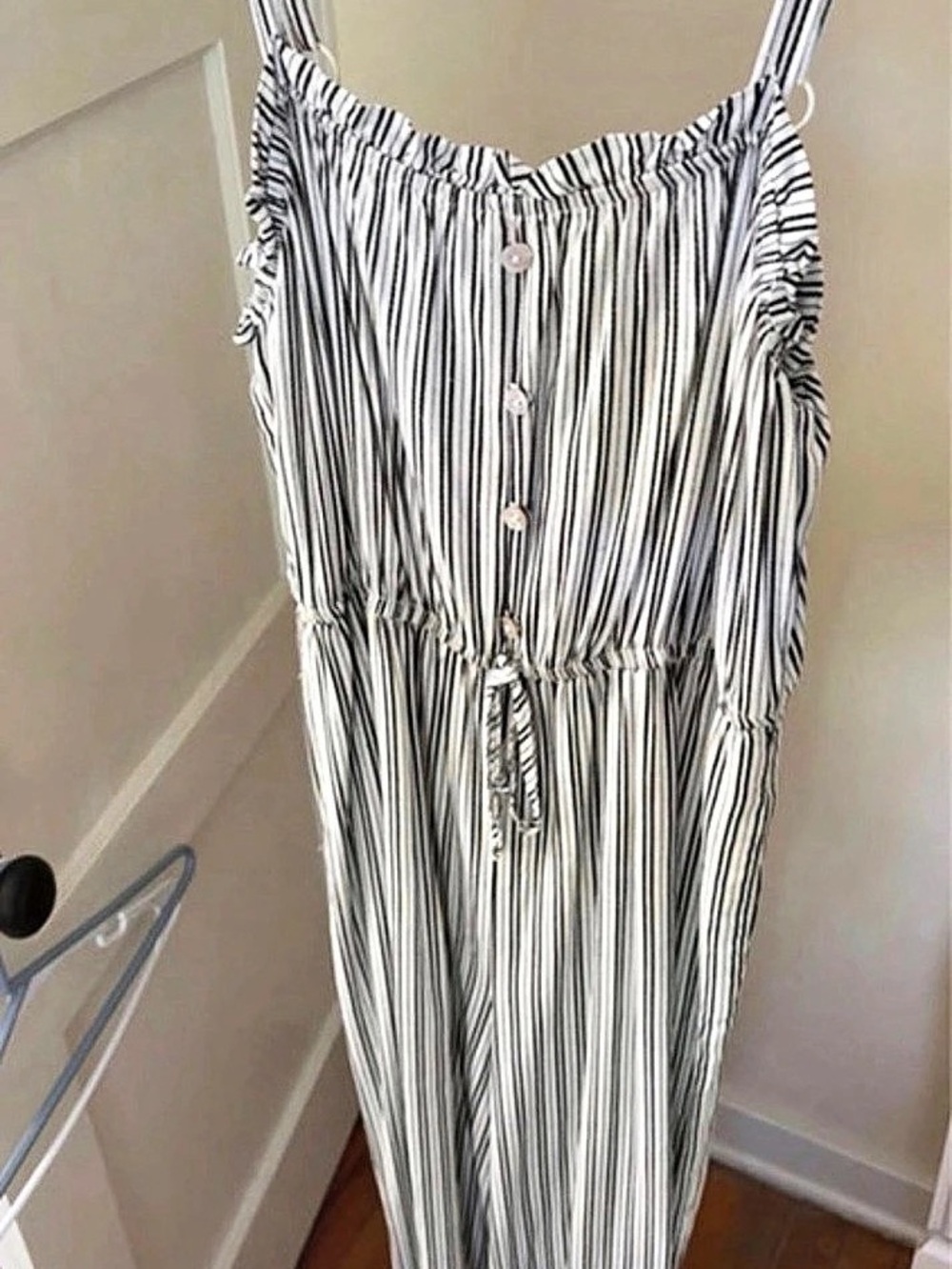 Striped Wide-Leg Jumpsuit in Cream & Black